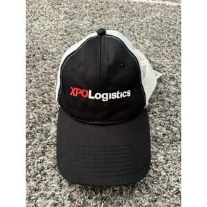 XPOLogistics Mesh Back Logo Baseball Hat Strapback Black White OSFM